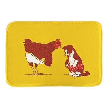 

Cute Animals Doormat Cat And Chicken Show Me Yours And I'll Show You Mine Door Mat For Home Office Bedroom Short Plush Mats