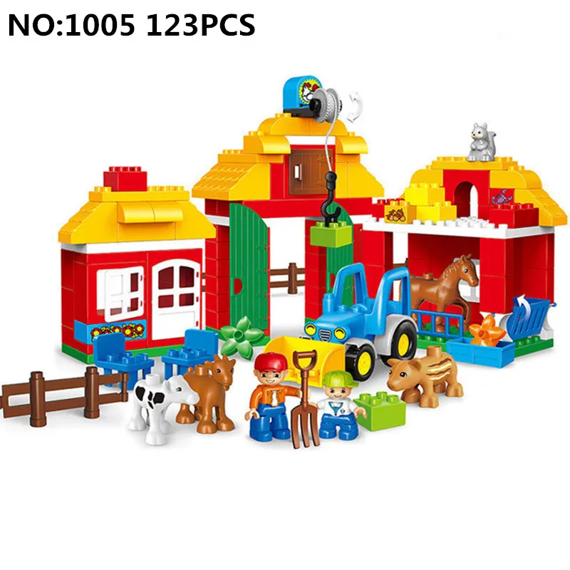 

123pcs compatible Legoing Duploe Large Blocks Happy Zoo with Animals Building Blocks Set Creative Big Blocks Toys for children