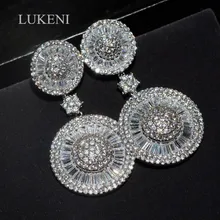 Lukeni дизайн Элегантный белый цвет+ медь+ AAA кубический циркон геометрический Тип серьги для женщин модные ювелирные изделия