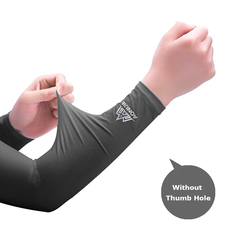 No Thumb Hole Black AONIJIE E4036 одна пара УФ Защита от солнца охлаждающие нарукавники кулер для рук грелка для перчаток бег Гольф Велоспорт Вождение - Цвет: No Thumb Hole Black