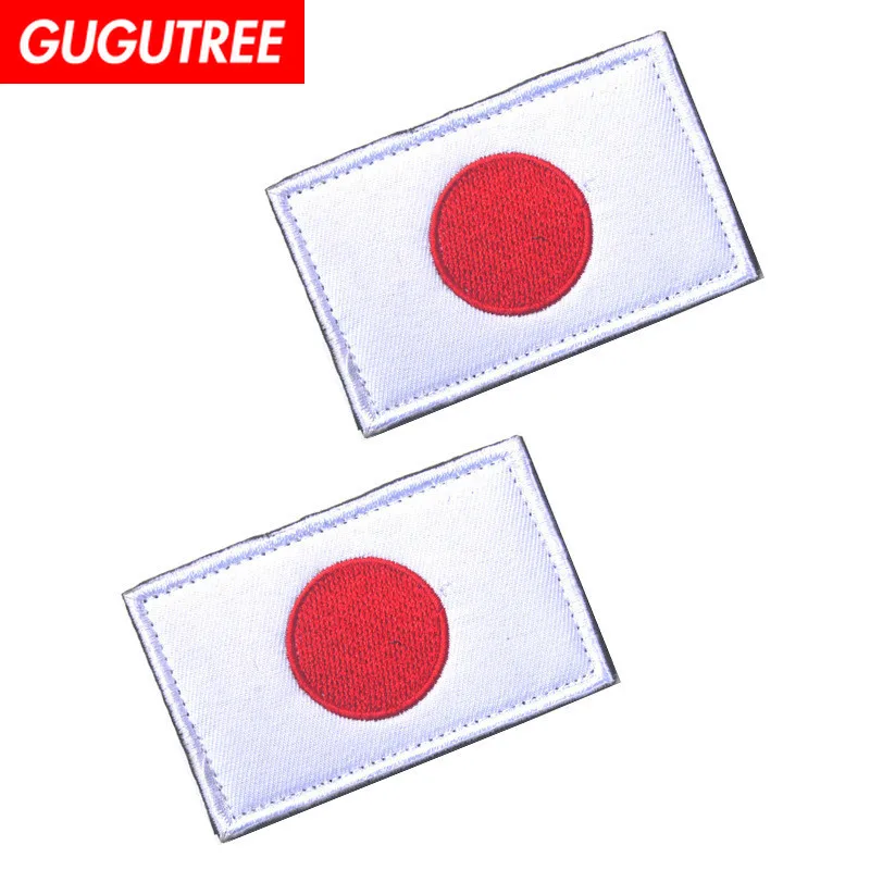 

GUGUTREE embroidery HOOK&LOOP Japan flag patch national flag patches badges applique patches for clothing AD-357