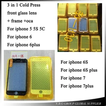 20 шт. AAAA+ Замена холодного пресса ЖК-дисплей Передний сенсорный экран Стекло Внешний объектив с рамкой OCA пленка для iphone 7 6 6s plus 5s 5g 5c