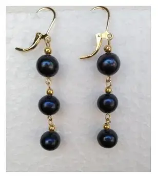 

>>>noble jewelry NEW HOT BLACK PEARL DANGLE EARRING 14K/20 YELLOW GOLD