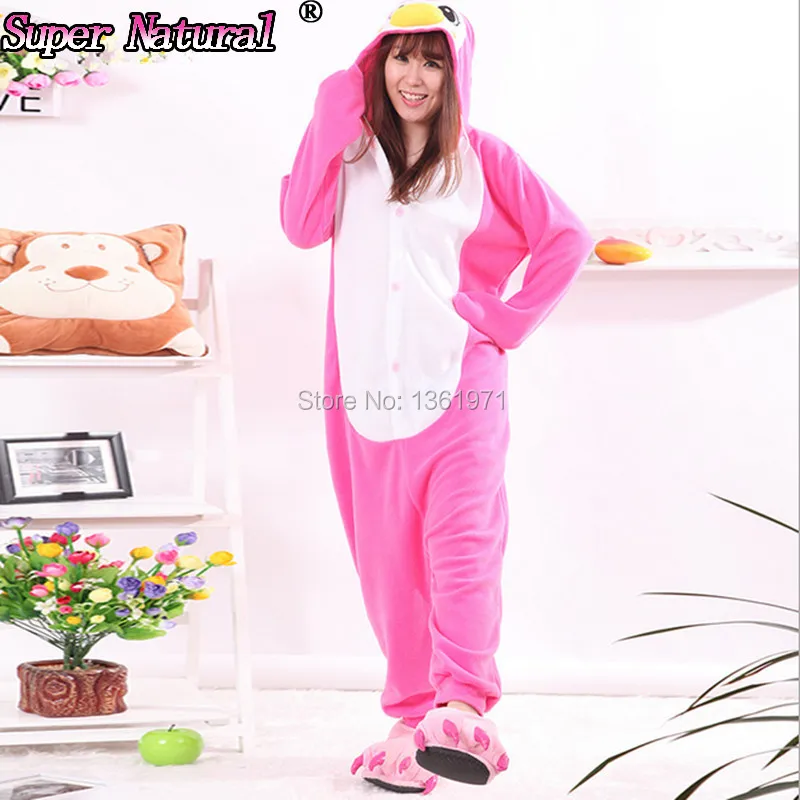 

Winter Adult Boy Girl Animal Red Pink Blue Black Penguin Kigurumi Pajamas Hooded Onesie Cosplay Costume Warm Plus Size