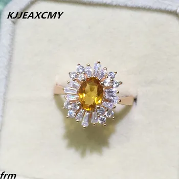 

KJJEAXCMY Fine jewelry Popular T diamond ring 925 silver inlaid natural citrine female ring wholesale