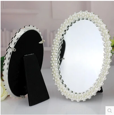 " /7" Одно Лицо маленького размера серебряное настольное косметическое зеркало для туалетного столика антикварное зеркало в рамке для девочки подарок J015