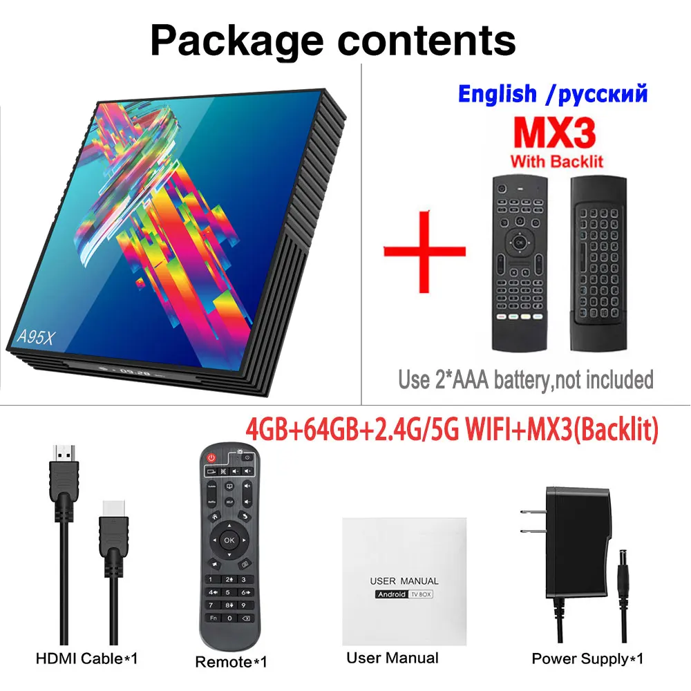 A95X R3 Android Smart tv Box Android 9,0 Rockchip RK3318 2,4G/5G Wifi BT4.0 4GB 64GB Netflix Youtube Android tv Box PK H96 MAX - Цвет: 4GB64GB MX3-Backlit