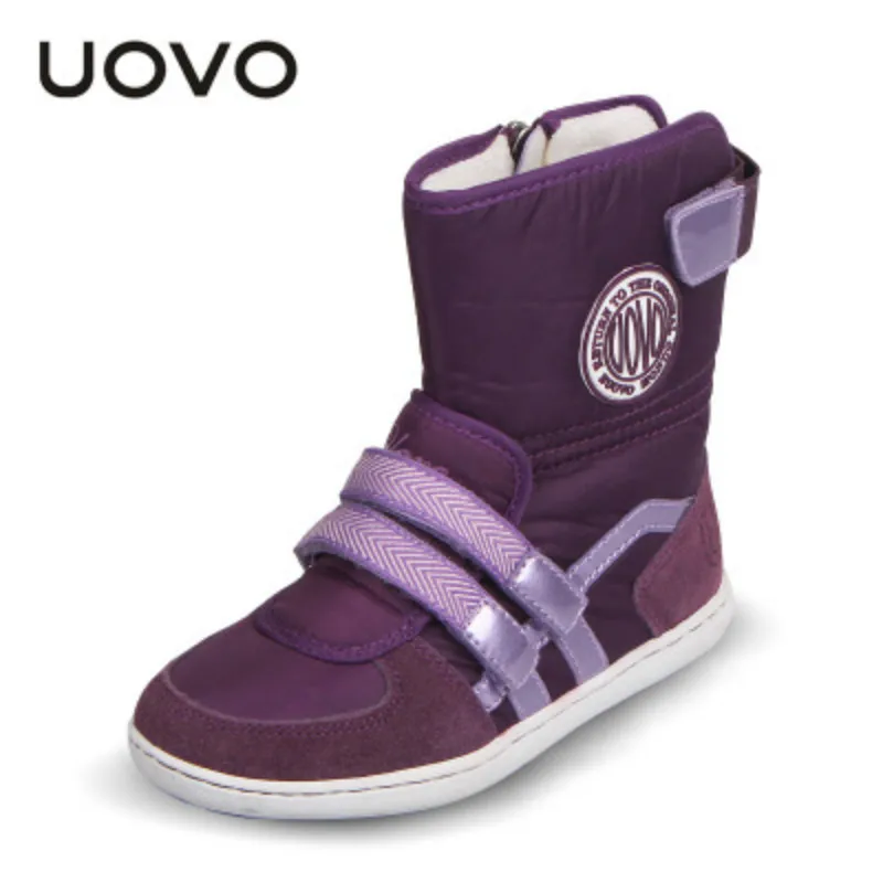 

UOVO Children Snow Boots Famous Brand Boys Girls Winter Warm Shoes Plush Waterproof High Quality Fur Lined Kids High Boots 26-39