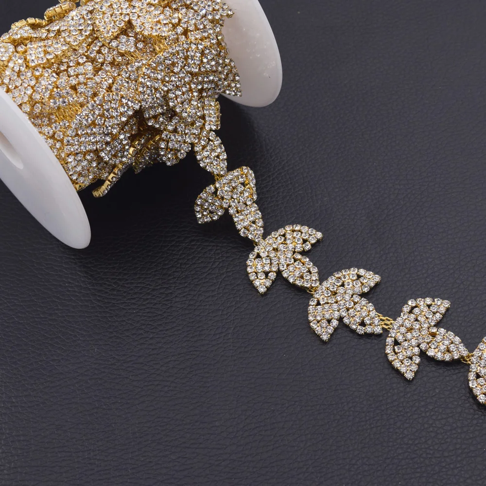Leaves rhinestone trim HF-3296 (1)