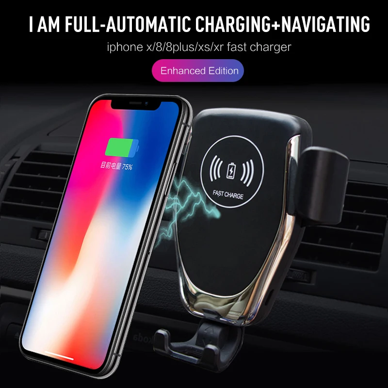 

10w Quick Charge 3.0 Car Wireless Charger for Samsung S10 9 8 7 6 IPhone 8 X Xr Cell Phone Charger Usb Charging Station Holder