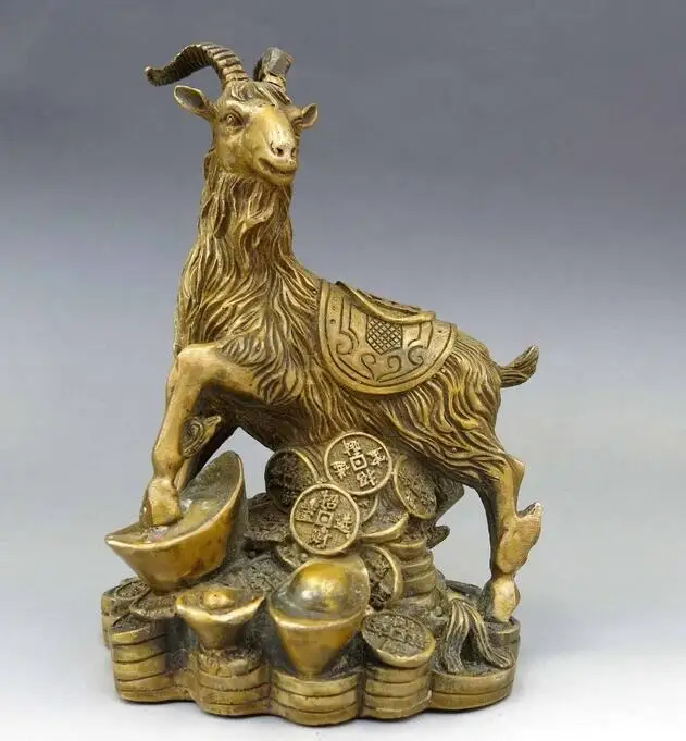 China brass copper Feng Shui lucky Felicitous wish of making money Sheep Statue | Дом и сад