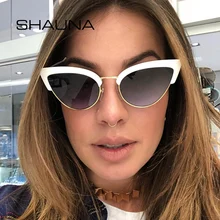 SHAUNA, Ретро стиль, половинная оправа, женские солнцезащитные очки кошачий глаз, модные градиентные солнцезащитные очки, UV400