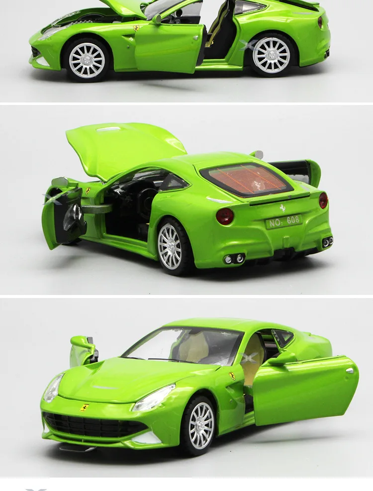 1:32, высокая симуляция, Ferrari F12, сплав, модель спортивного гоночного автомобиля, звук и светильник, оттягивающая дверь, игрушечный автомобиль, детский подарок
