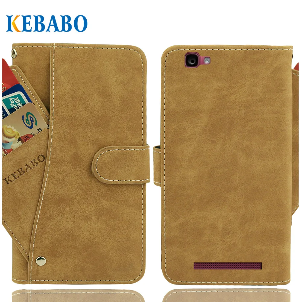 

Vintage Leather Wallet Prestigio Grace P5 5515 Duo Case 5" Flip Luxury 3 Front Card Slots Cover Magnet Stand Phone Bags