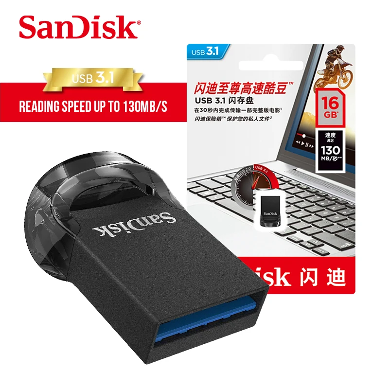 Флеш-накопитель SanDisk FIT USB 3,1, 128 ГБ, 64 ГБ, 32 ГБ, 16 ГБ, 3,0 МБ, Bultra, флеш-накопитель USB, U, флеш-накопитель