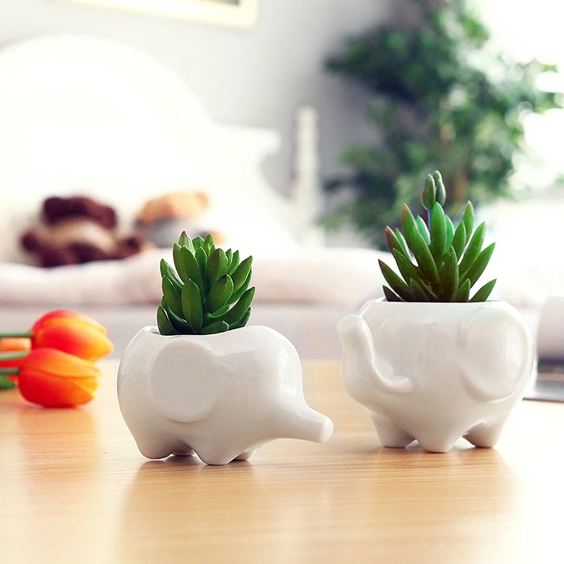 

Cute Elephant Mini Flower Pot Set Animal Creative Personality small succulent Cactus Plants Planter Home Garden Decoration