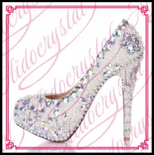 Aidocrystal very high heel white bridal wedding shoes with diamond pearl size 11 Customized Party Shoes Women Platforms