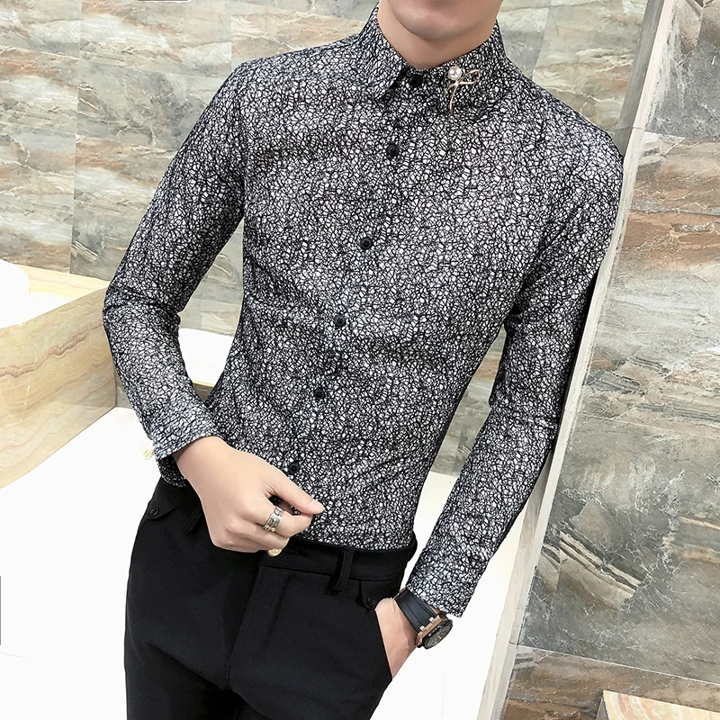 Новая мода,, бренд, весна-осень, мужская повседневная Высококачественная легкая верхняя одежда, мужские тонкие сексуальные рубашки в Корейском стиле