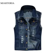 MJARTORIA рваные джинсовые жилеты мужские джинсовые жилеты хип-хоп джинсовые пальто размера плюс 6XL мужские безрукавки мужские куртки