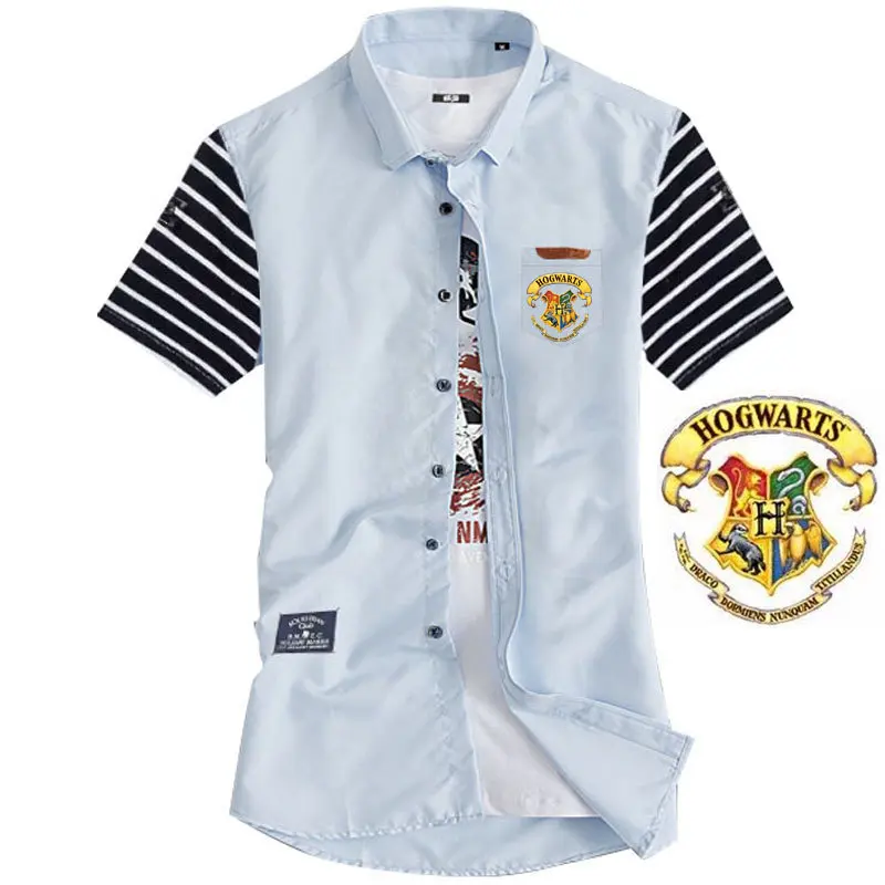 

HOGWART T Shirt Hogwarts Gryffindor Ravenclaw Hufflepuff Slytherin Magic Schools badge School Crest Logo tee Cotton Summer shirt