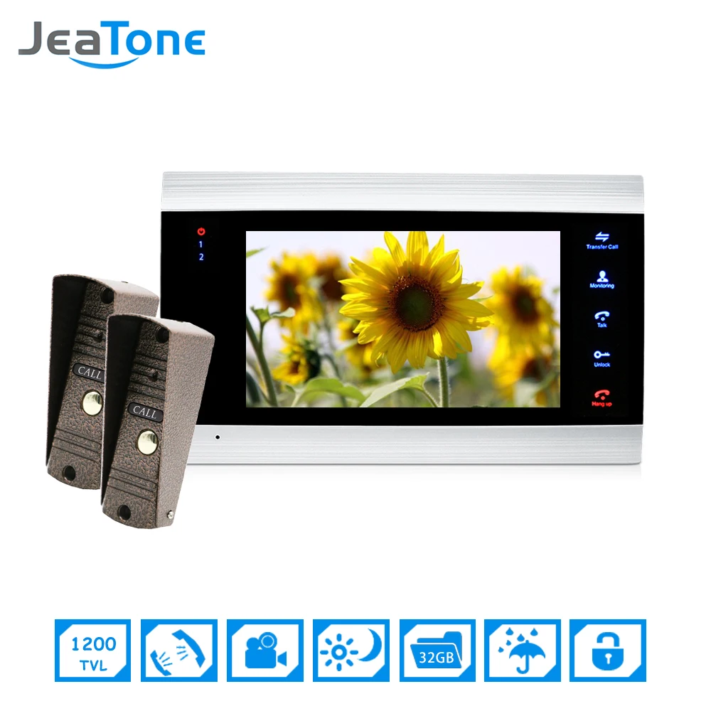 7'' Video Doorphone Intercom System On-door Speakerphone Camera Home Security Video Door Phone Waterproof Doorbell 2 to 1 Kit 7'' Video Doorphone Intercom System On-door Speakerphone Camera Home Security Video Door Phone Waterproof Doorbell 2 to 1 Kit