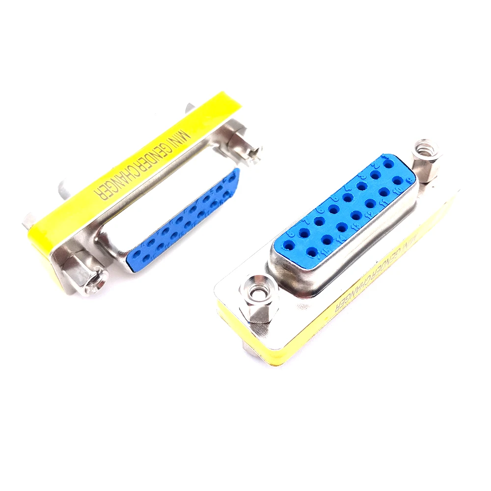 

DB15 Blue 2Rows Parallel Port VGA SVGA Connector 15 Pin D Sub Female To Female Mini Gender Changer 1PCS