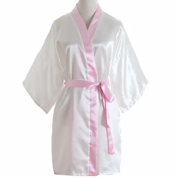 

Novelty Patchwork White Women Rayon Robe Gown Bride Bridesmaid Party Bath Shower Nightgown Wedding Gift Cosmetic Sleepwear