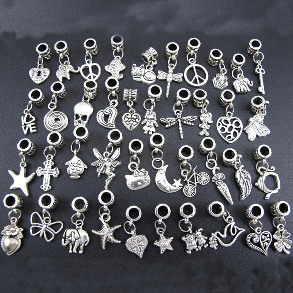 

10PCS Mixed Antique Silver Plated Charms Pendants for Necklace Jewelry Making DIY Handmade Craft