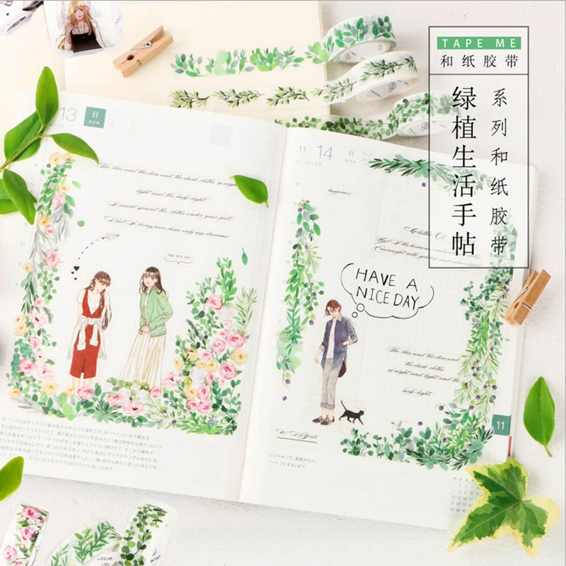 1х Kawaii Green plant life васи клейкая лента наклейка kawaii DIY Скрапбукинг планировщик