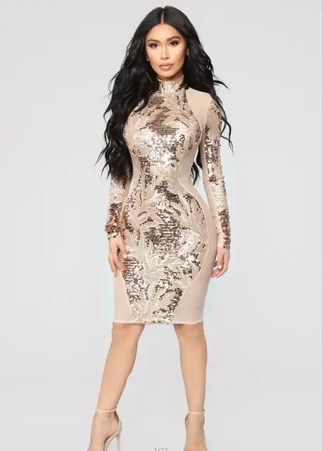 Idress Patchwork Sequin Sexy Party Dress Mesh See Through Bodycon Midi