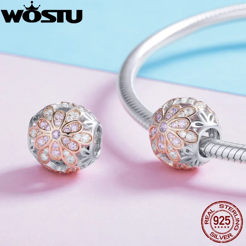 WOSTU, 925 пробы, серебряные бусины с цветущими бутонами, подходят под DIY брендовый браслет, ожерелье, S925 серебряные ювелирные изделия, подарок CQC922