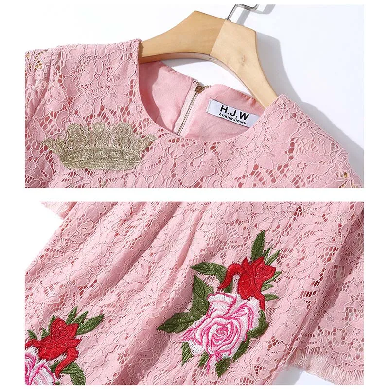 Sexy Mujeres De 2019 Túnica Las O Vestidos La Modis Nueva cuello Moda Rosado Delgado Mujer Casual Vestido Encaje Bordado TdESqS