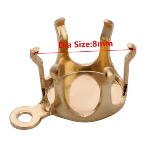 100 шт./лот, медная Золотая заготовка серебряного цвета, застежка-коготь, 5, 6, 8, 10, 12 мм, бусины из горного хрусталя, самодельные подвески - Цвет: 8 mm
