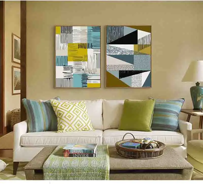 

Impression Colorful Geometric Abstract Square Pattern rt ACanvas Posters Best Mural For Living Room Life Wall Posters Art Decor