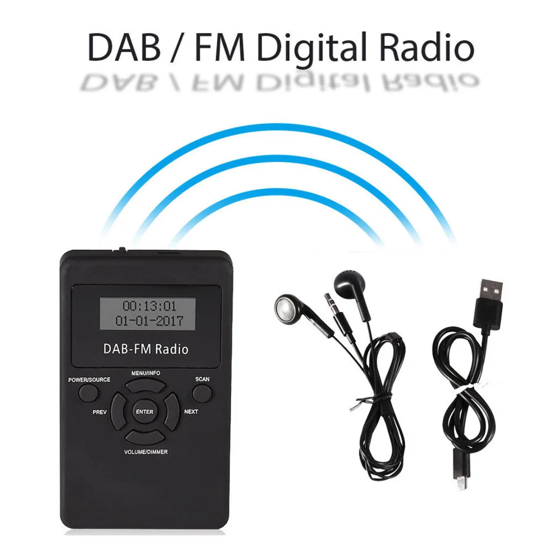 

New Arrival 1pc Portable Design LCD Digital Display DAB Receiver High Quality DAB/DAB+/FM Radio + Earphone