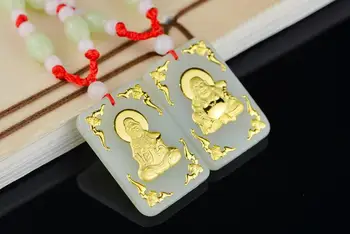 

3D gold inlay and Tian Yu Guanyin Buddha pendant h37#
