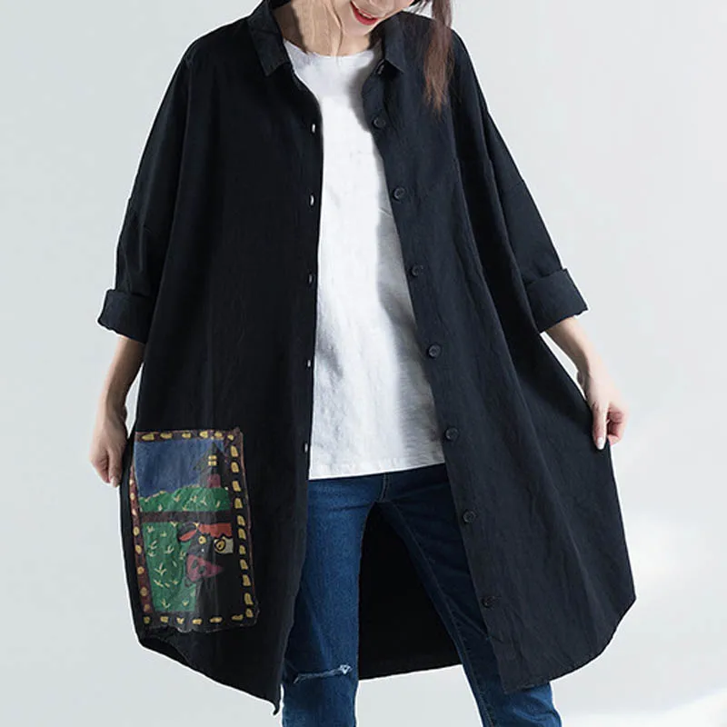 

Autumn spring shirt women plus size Bust 138cm long women shirt 1 color