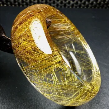 

Natural Gold Rutilated Quartz Crystal Woman Bangle AAAA Inner Diameter 58mm