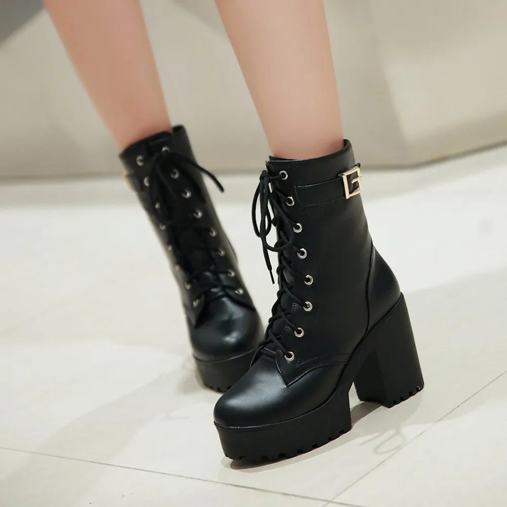 women's high heel platform boots