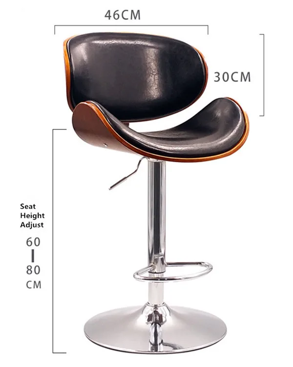 Регулируемая по высоте Современная вертящаяся барная табуретка орех Bentwood PU кожаный стул для дома стул для кафе для паба мебель для мини-бара - Цвет: Black Color