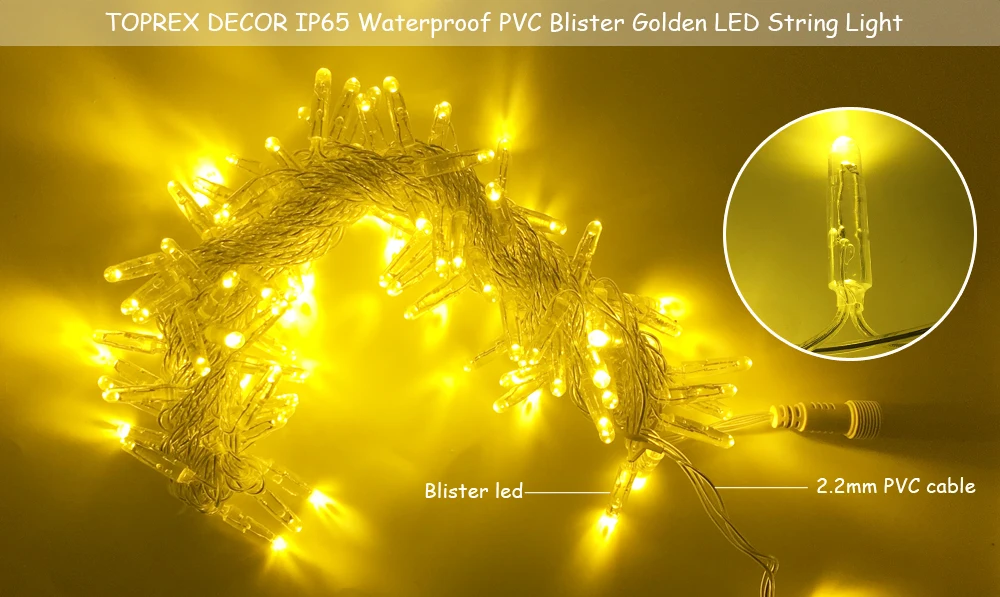 Decoração do Partido do Feriado Luzes de Natal Luzes de Fadas Decoração do Casamento Toprex Ouro Emitindo Luz Led String 10m Cor 2 partido do feriado luz LED string luzes