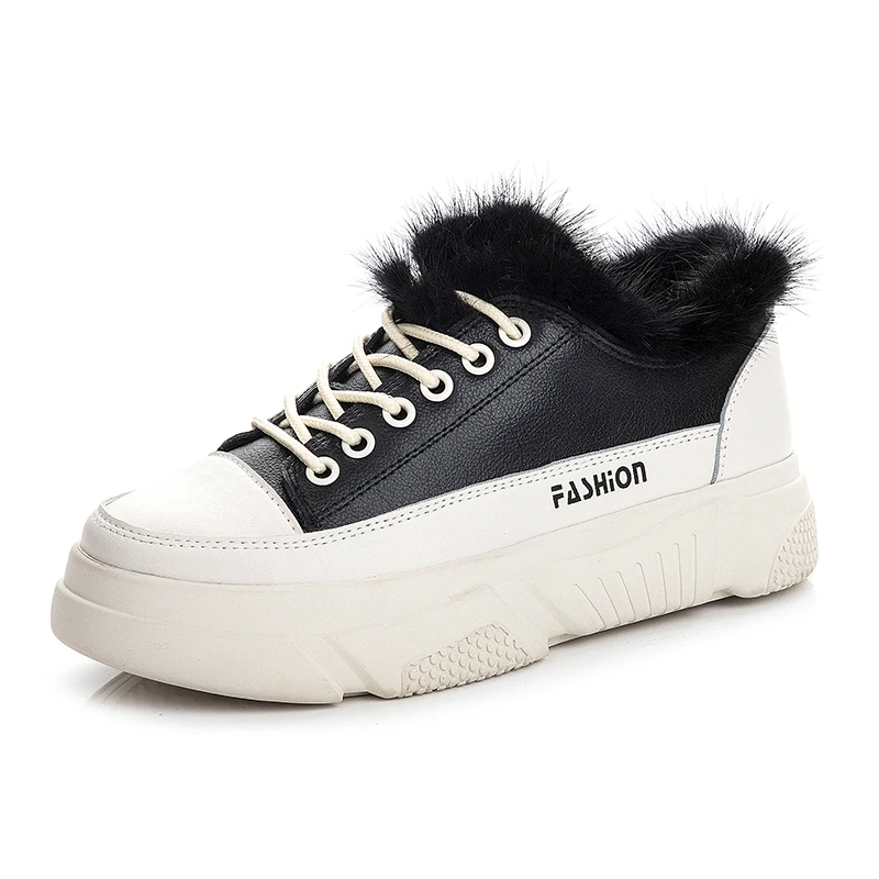 

Real fur Shoes Women Loafers Warm Winter Shoes Female Moccasins Casual Solid Black Footwear 2019 Fashion Sneaker Ladies Shoes