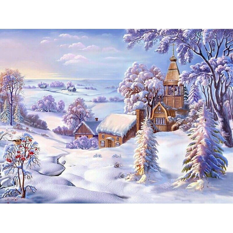 

Village Snow Landscape DIY Painting By Numbers Kit Coloring Painting By Numbers Acrylic Paint On Canvas For Home Decor