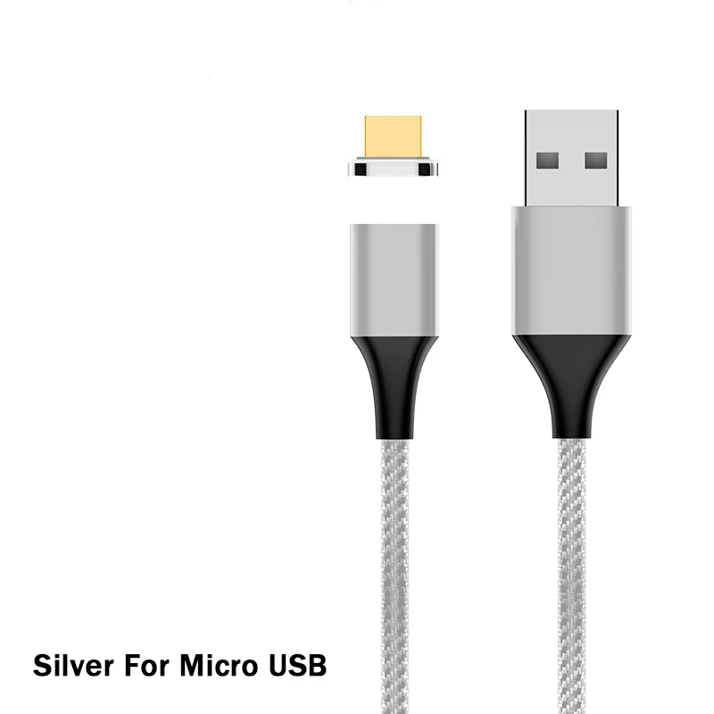 Магнитный usb-кабель для зарядки 3A для быстрой зарядки iphone 7 8 Micro usb type C для samsung huawei Xiaomi зарядное устройство для андроида шнур - Цвет: For Micro Silver