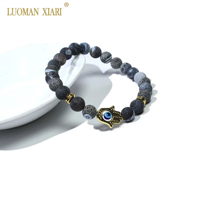 Оптовая продажа Fatima ручная натуральная матовая карта каменные бусы браслеты для