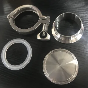 

A Set 76mm 3" Sanitary Tri Clamp Weld Ferrule + Tri Clamp + Silicon Gasket + End Cap 304 Stainless steel