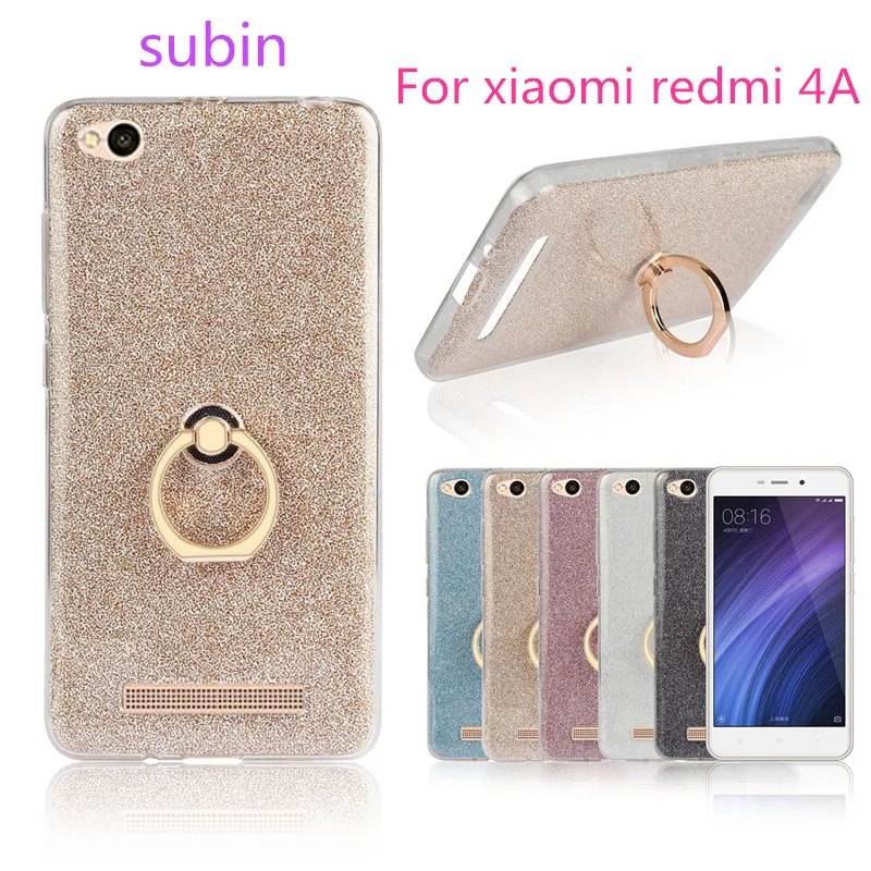 For Xiaomi Redmi 4A Case 5.0 inch Flash powder 3D Relief Silicone Soft TPU With Ring Phone Bag Cases |
