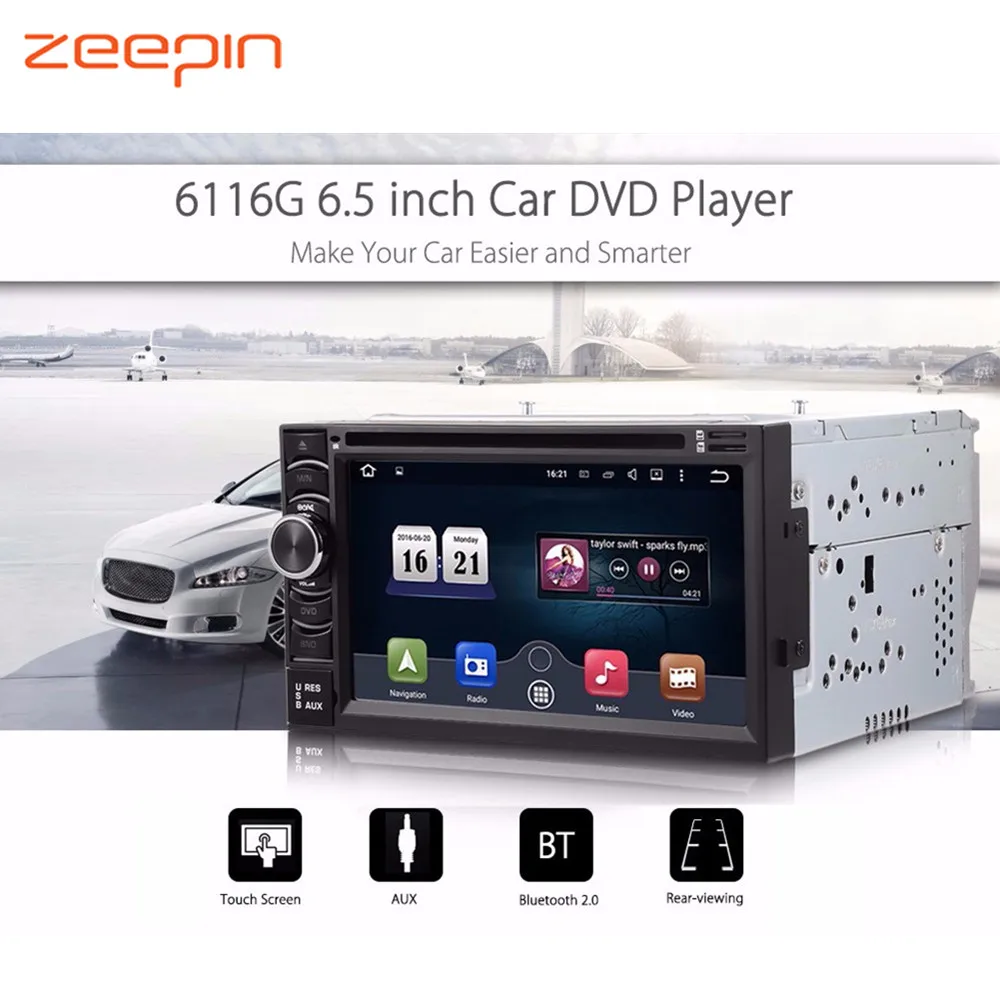 

6116G 2 Din Wince 6.0 Car DVD Player 6.5'' Touch Screen Subwoofer AM/FM Radio Player GPS Navigation with Remote Controller