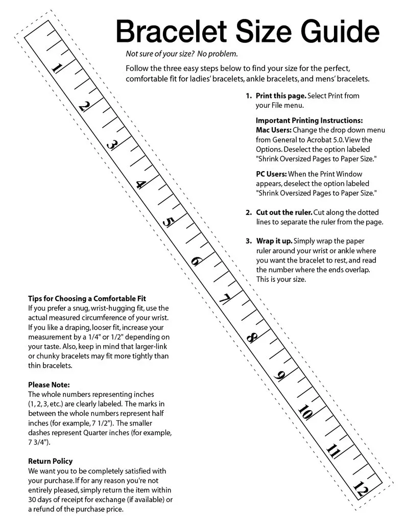 Bracelet Size Guide