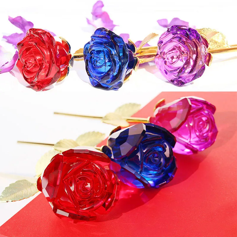 

1 pcs Forever Crystal Rose Glass Flower Bud for Valentine's Day Gift Girlfriends Wife Anniversary Creative Birthday Gift
